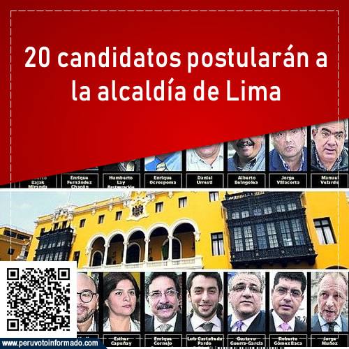 20 candidatos postularán a la alcaldía de Lima